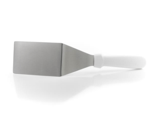 Turner, solid, stiff, offset, 6-3/4in.Lstainless steel blade, 5in. long white plastic handle - Image 2